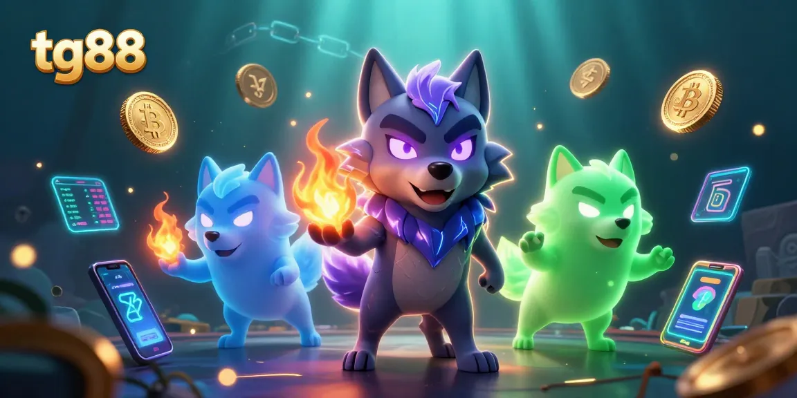 Engage in thrilling gambling with tg88's dynamic shadow wolf scene and crypto elements.