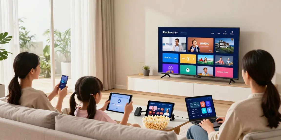 Family enjoying Atlas Pro ONTV in a cozy living room.