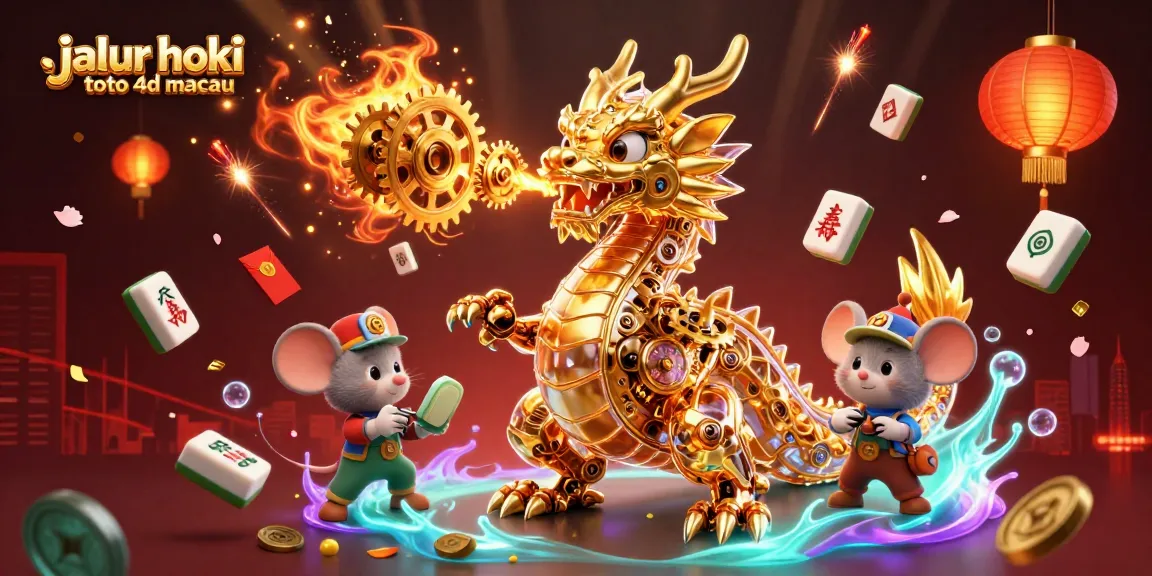 Engage with jalur hoki toto 4d macau through vibrant 3D casino-themed illustration featuring a dragon and rich gaming elements