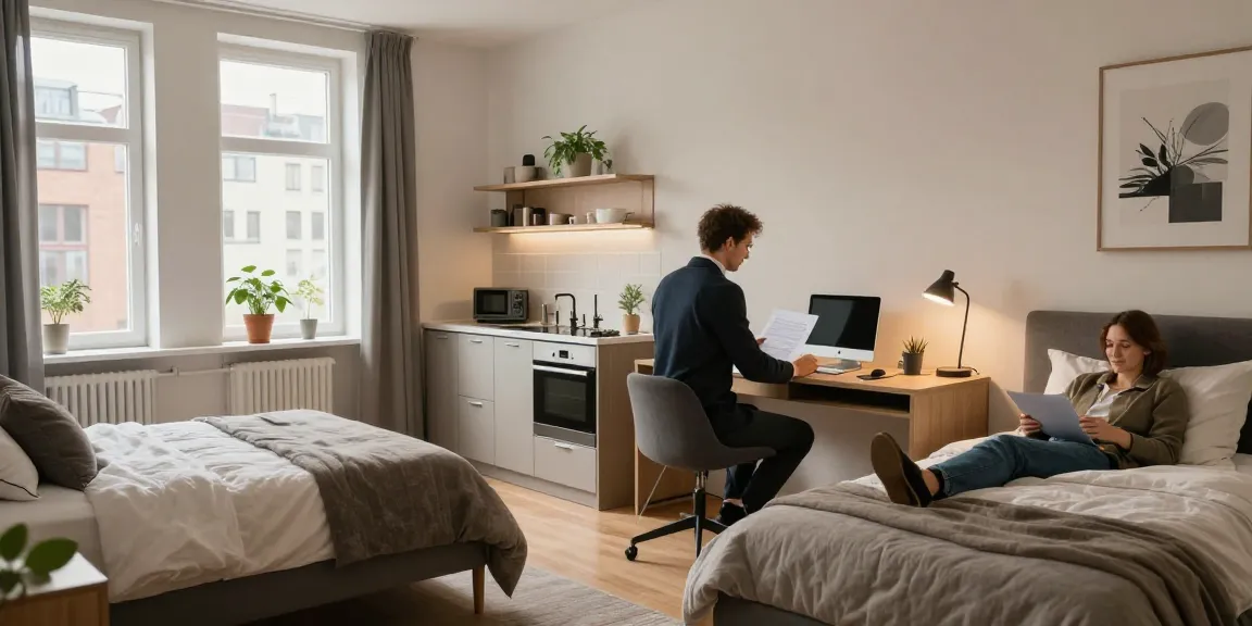 Komfortable Monteurzimmer in Hannover, ideal für Geschäftsreisende und Monteure, mit modernen Möbeln und natürlichem Licht.