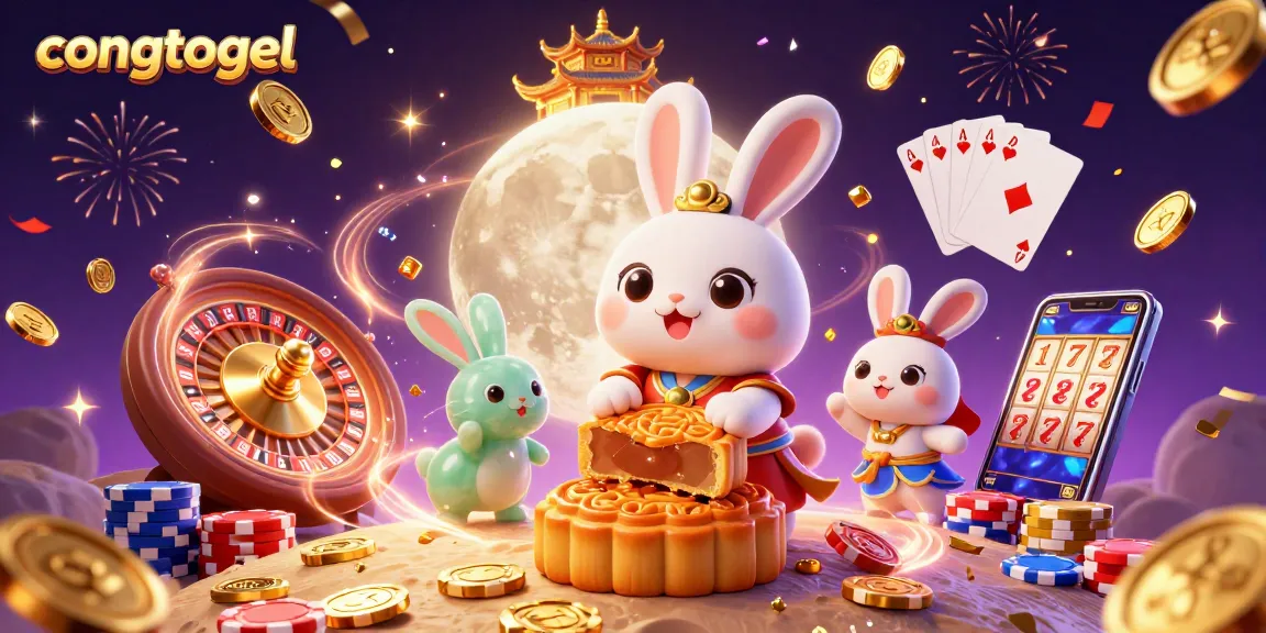 Engage with congtogel activities featuring vibrant casino elements and Chinese folklore on the moon.