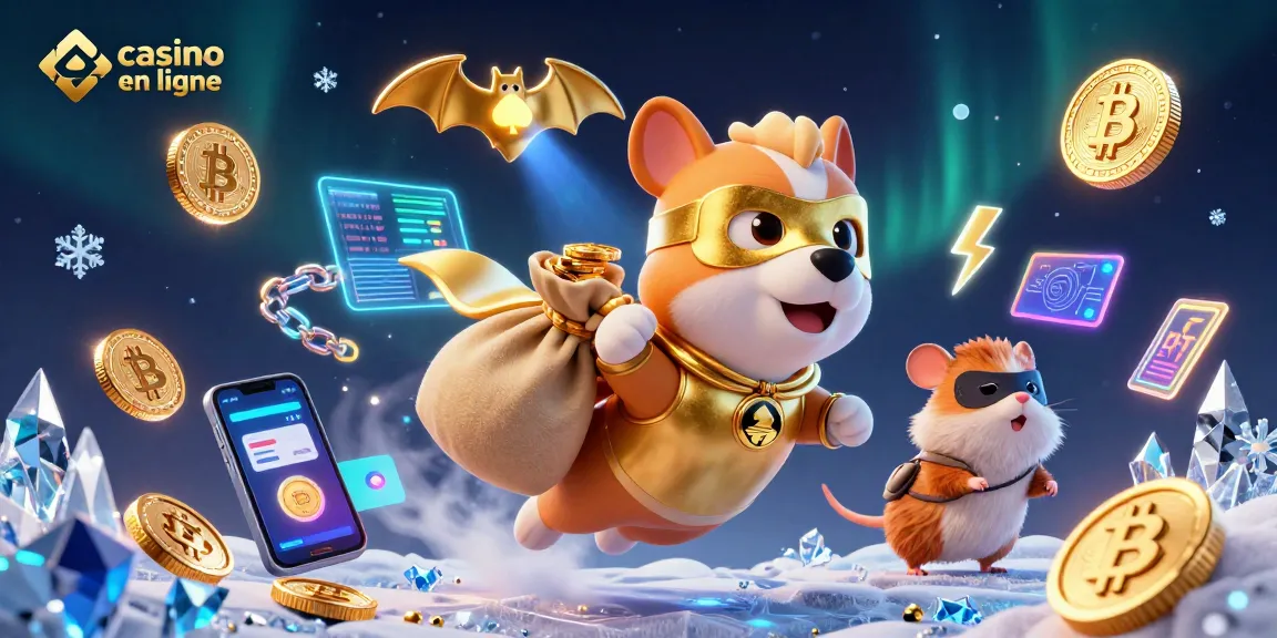Gagnez avec casino en ligne grâce au super-héros canin en plein vol, portant des pièces d'or.