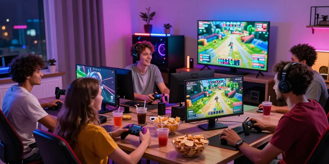 Pengalaman bermain game seru di https://sailawayballoons.com/ bersama teman-teman dengan suasana ceria dan perlengkapan gaming.