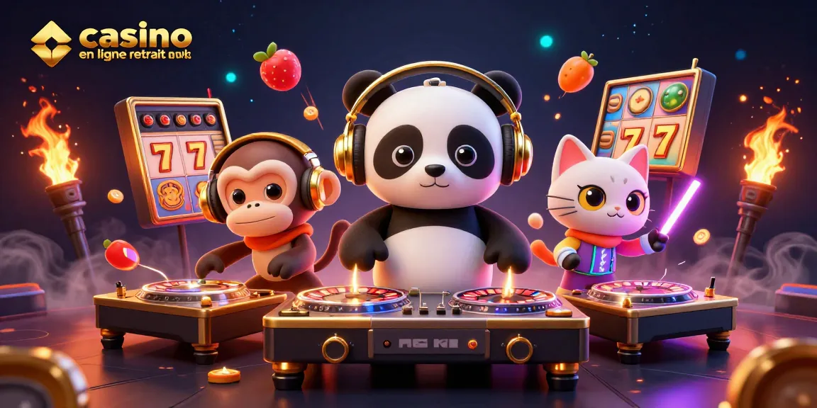 Profitez d'un casino en ligne retrait rapide avec des personnages animés dans une scène dynamique.