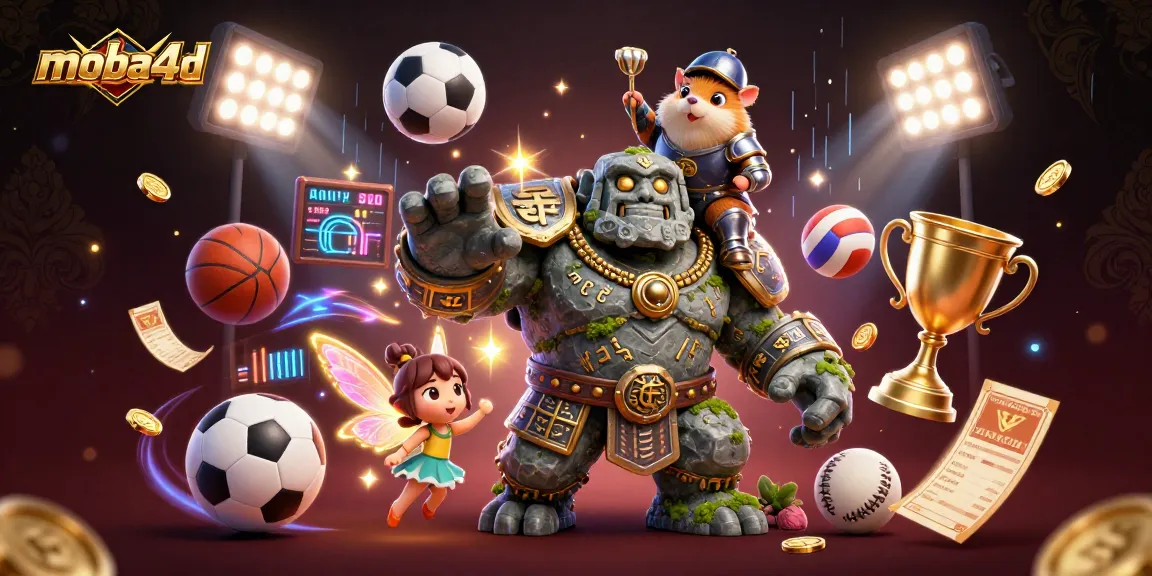 Boost your gaming experience with moba4d's dynamic characters and gambling elements in a magical scene.