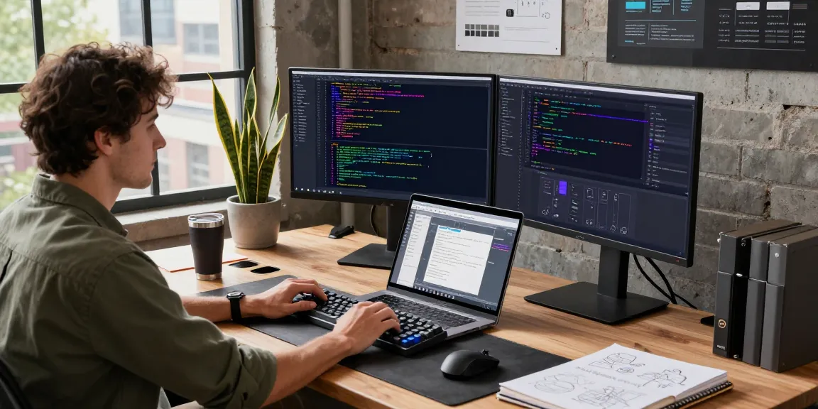 Developers coding on dual monitors in a modern tech workspace showcasing rokok88 infrastructure.