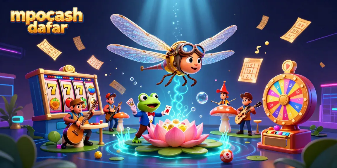 MPOCASH daftar: Immerse in vibrant casino action with colorful slot reels and unique characters.