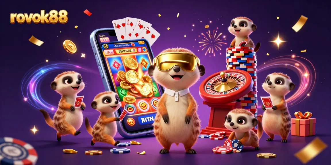 Join the thrill of rokok88 with lively meerkats managing a vibrant casino operation.