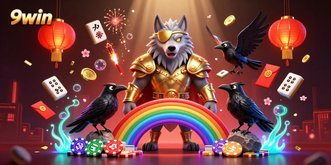 Engage in thrilling moments at 9win with a vibrant 3D casino-inspired fantasy scene.
