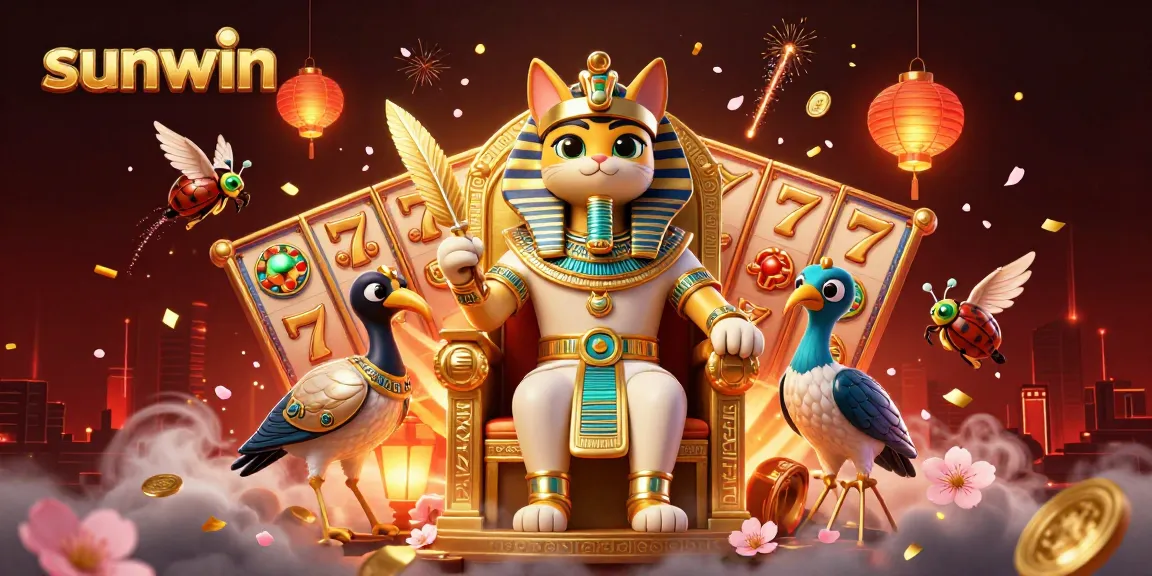 Experience the thrill at sunwin with a captivating 3D Egyptian-themed casino illustration.