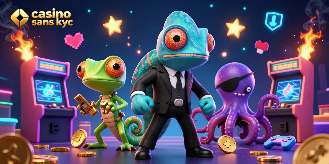 Jouer au casino sans KYC avec une illustration 3D animée captivante.
