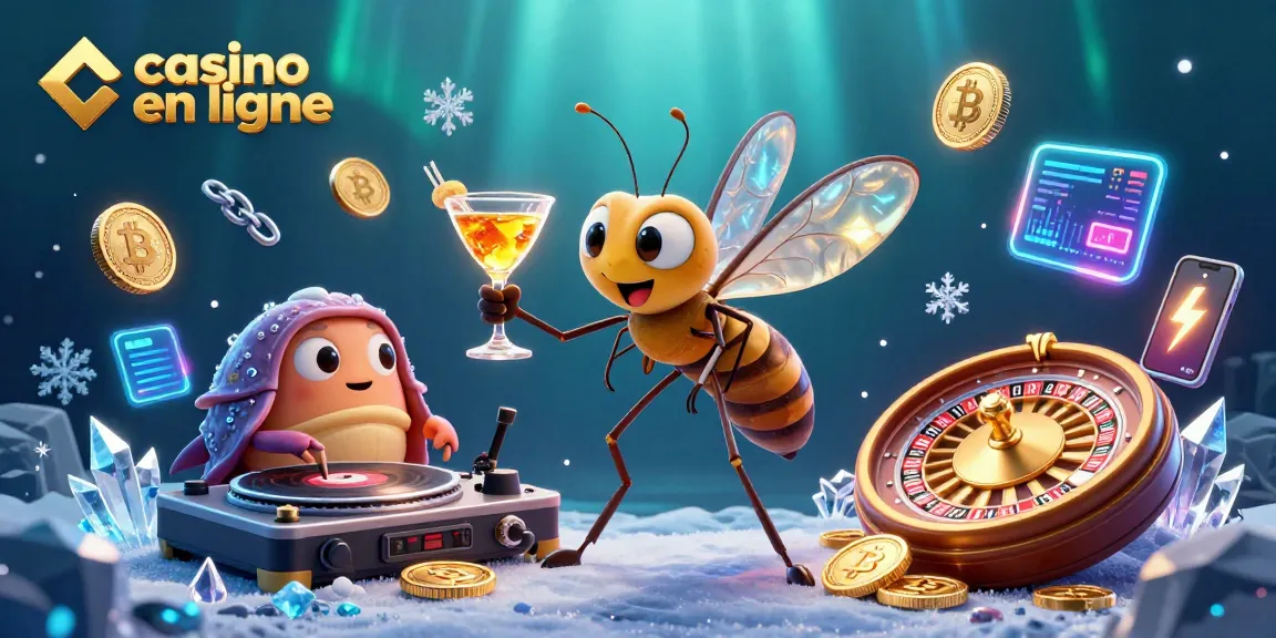 Visualisez le mascotte de casino en ligne avec des effets lumineux dans un décor animé.