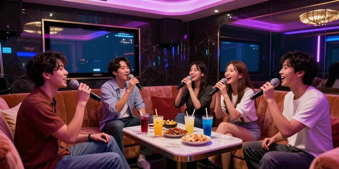 인천쓰리노의 화려한 노래방에서 친구들이 즐거운 시간을 보내는 모습