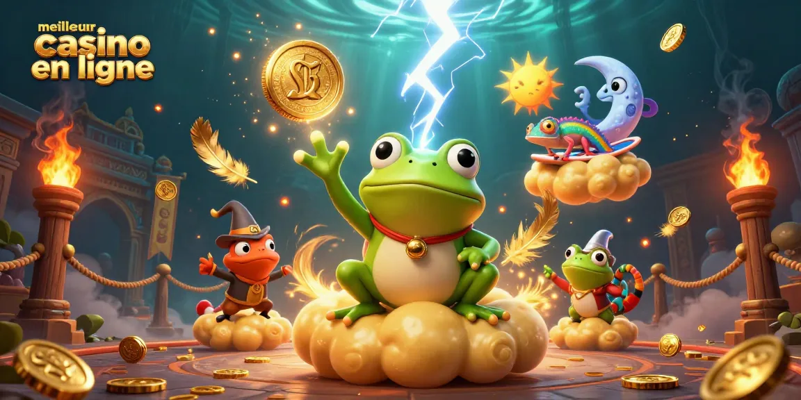 Découvrez les meilleurs casinos en ligne avec une illustration dynamique de jeux d'argent captivants.