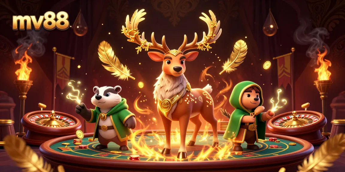 Experience thrilling live casino actions at mv88 featuring a Celtic druid stag and wise badger.