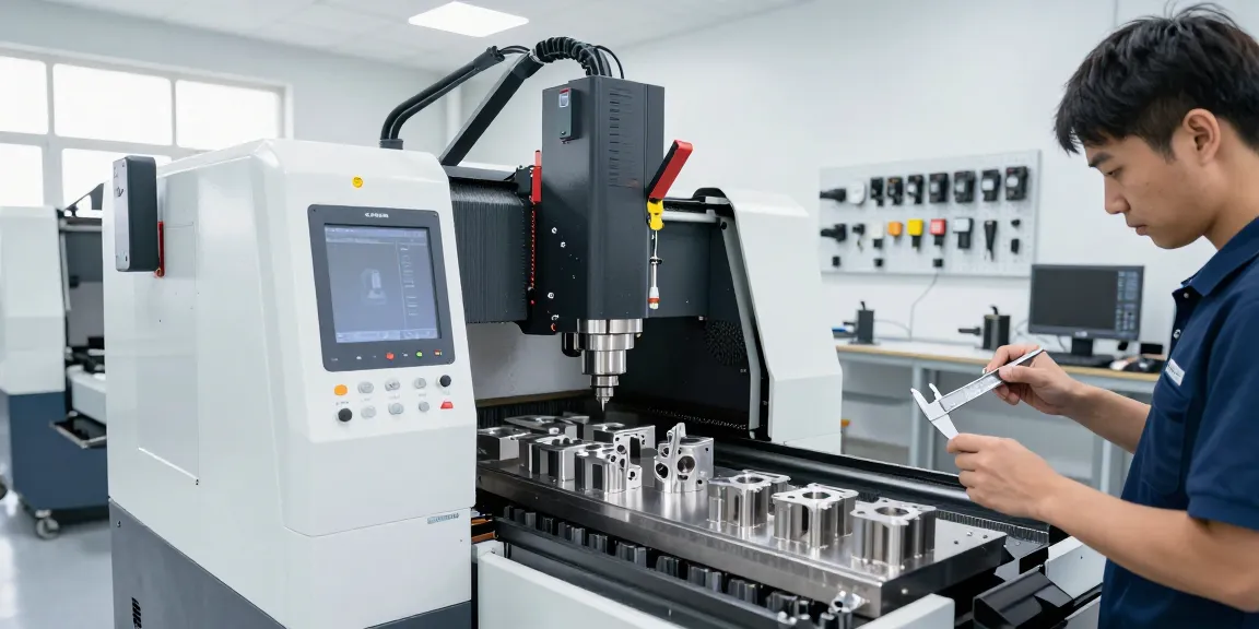 Präzisionstechnik in moderner CNC-Bearbeitung mit hochqualifizierten Technikern und innovativer Technologie.