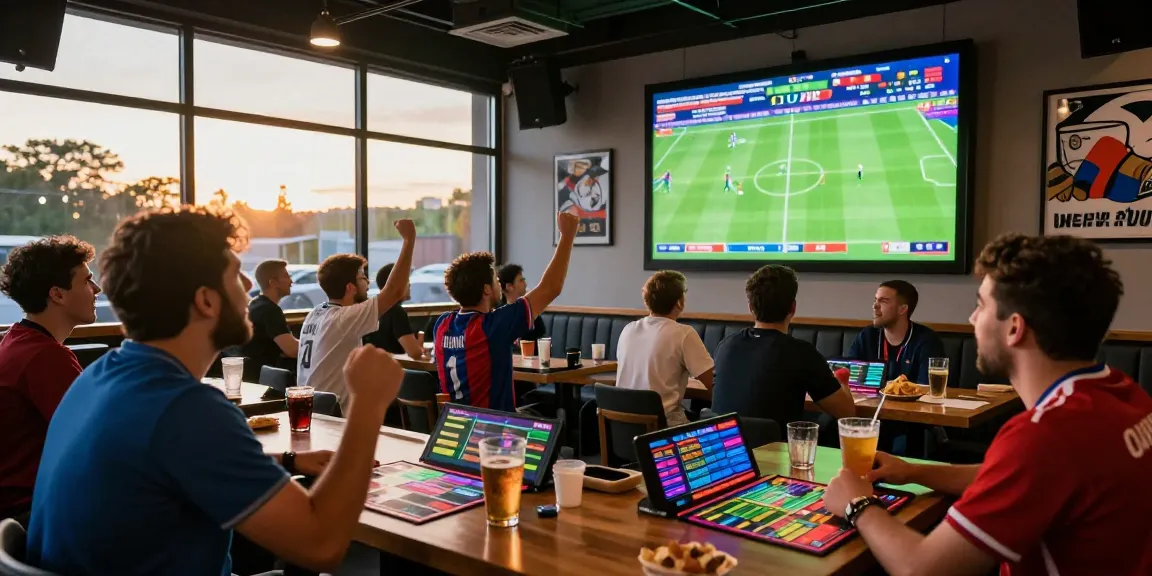GACOR25 enhances the World Cup 2026 betting experience with fans cheering in a lively sports bar.