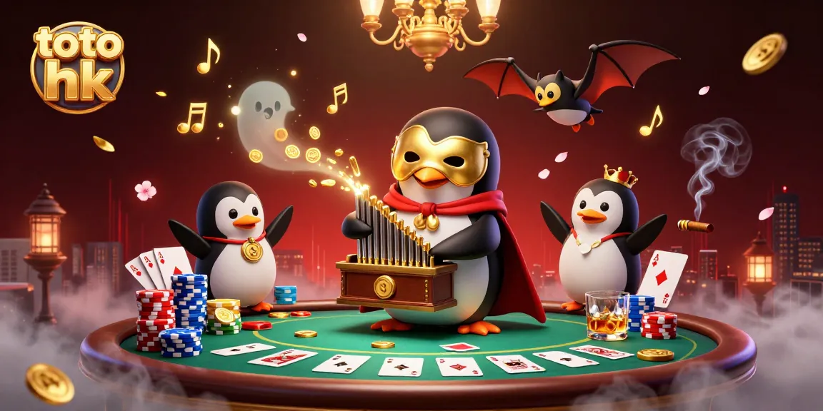 Menggali pengalaman bertaruh dengan toto hk di kasino dengan elemen kartu dan koin emas yang terbang.