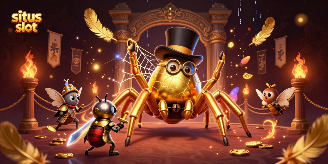 Engage in situs slot excitement with a vibrant 3D scene featuring unique characters and dynamic gaming elements.