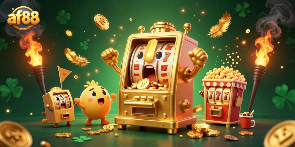Spin the reels at af88 and watch the golden slot machine celebrate a jackpot!