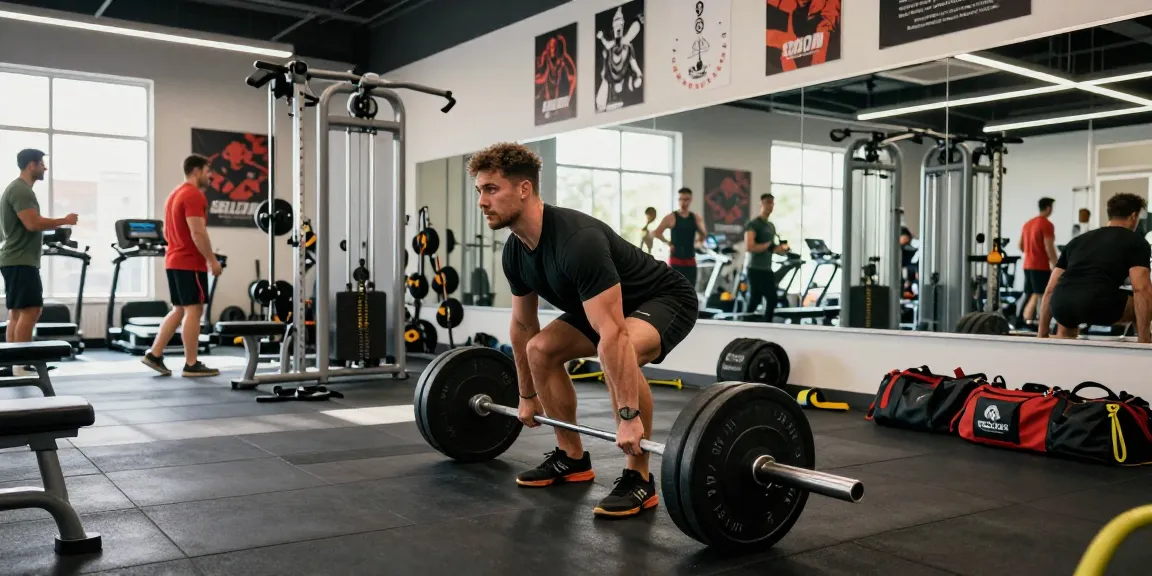 Athletic man lifting weights in modern gym illustrating dedication to fitness with Selliza Steroids