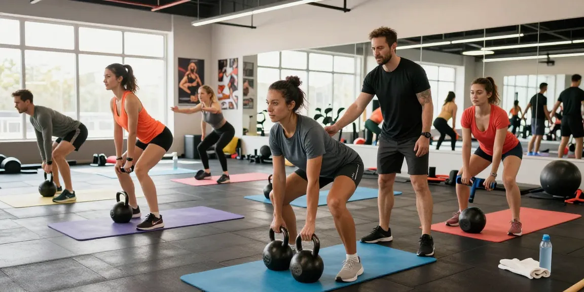 Vibrant workout scene at Driada Shop, showcasing fitness enthusiasts engaging in exercises.