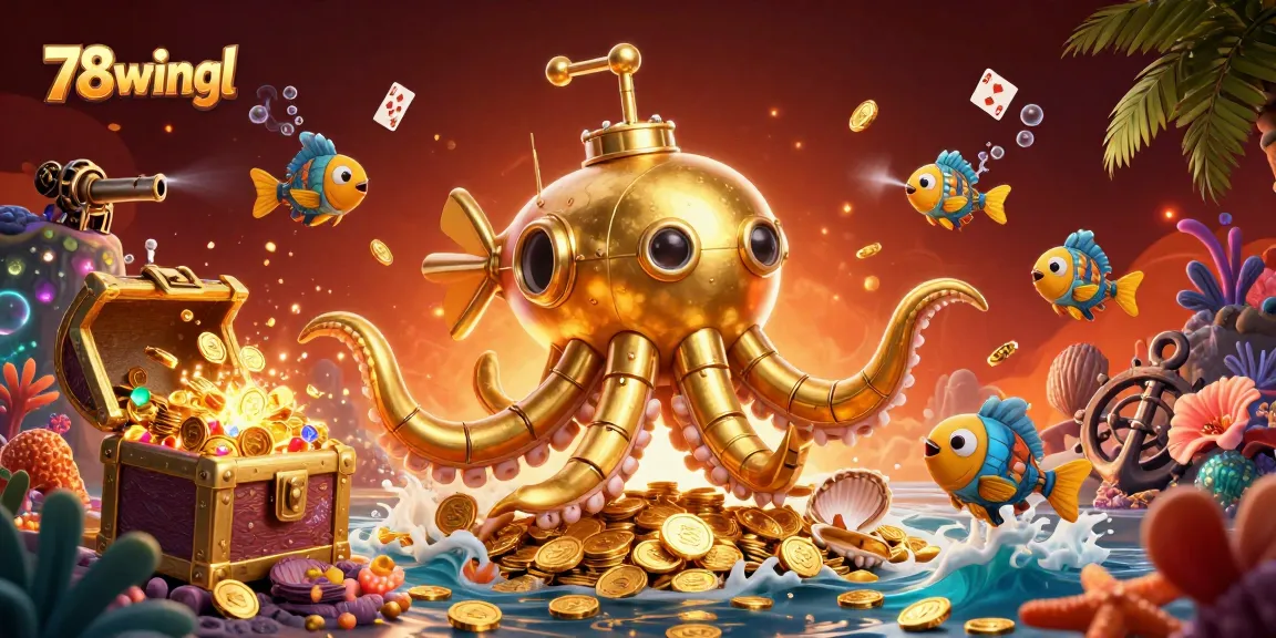 Engage in thrilling gameplay with 78wintl's golden kraken and treasures in a vibrant underwater scene.