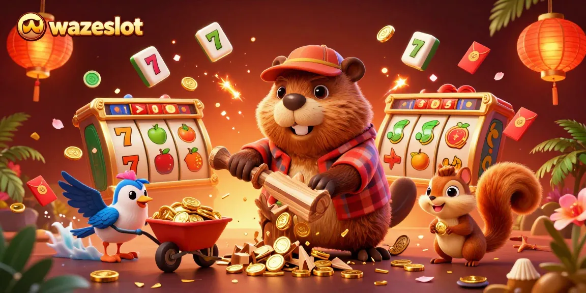Experience high win rates with wazeslot as joyful characters celebrate amidst golden coins and thrilling casino elements.