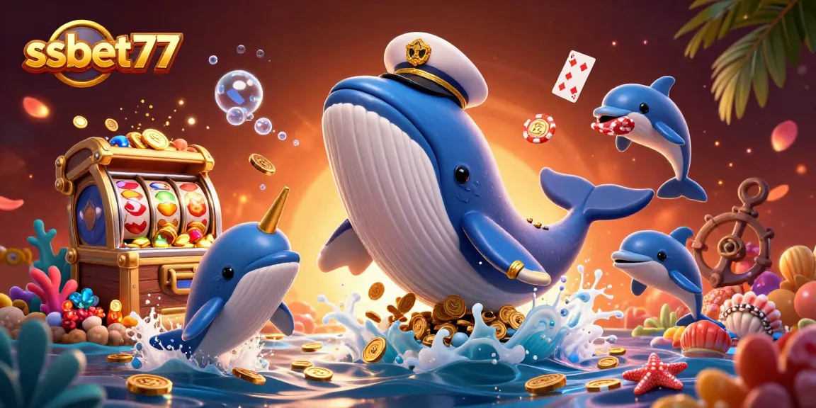 Experience the thrilling games at ssbet77 with a captivating underwater scene featuring unique characters and dynamic casino elements.