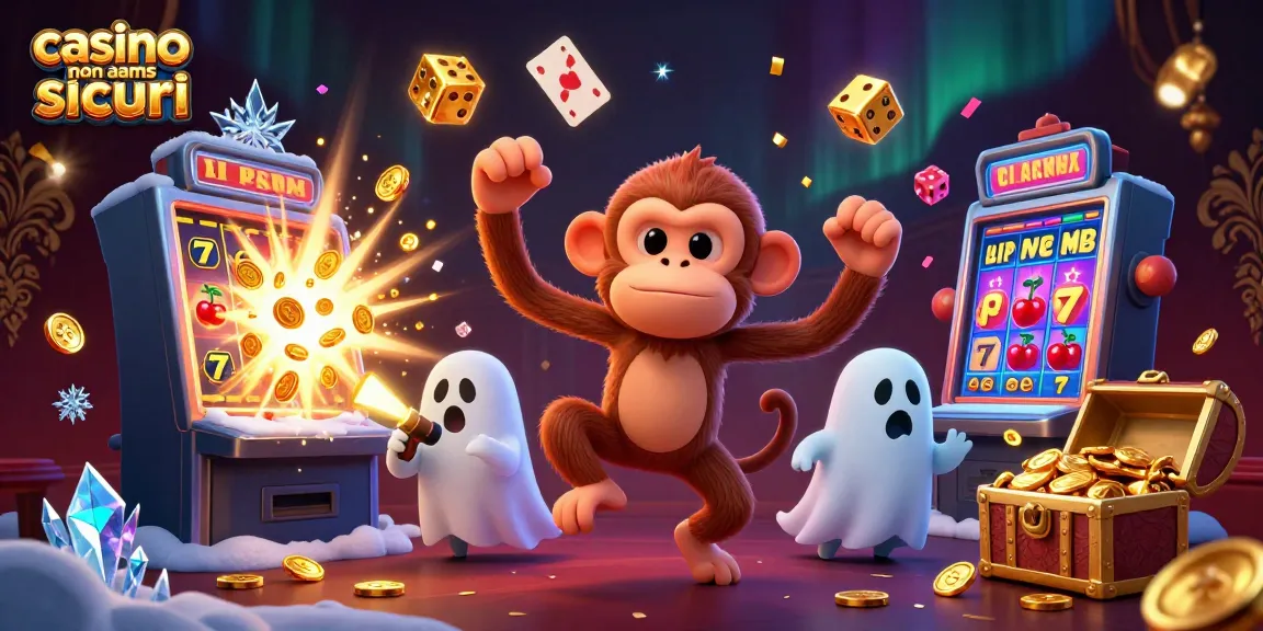 Gioca nei casino non AAMS sicuri con un'immagine vivace di un monaco poltergeist e un cagnolino cacciatore di fantasmi.