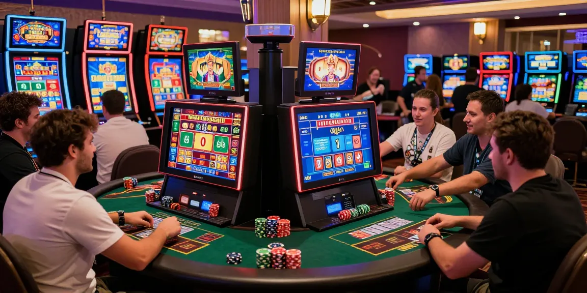 Credit card casinos featured on spinysoft.co.uk with players enjoying games and vibrant atmosphere.