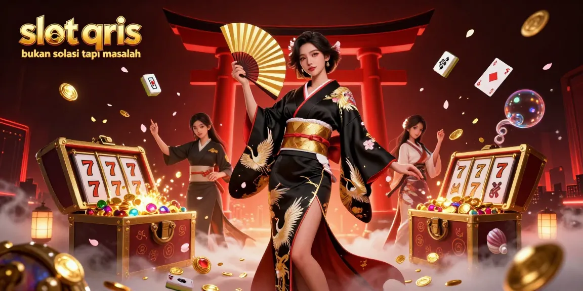 Engaging casino illustration depicting slot qris bukan solusi tapi masalah, with vibrant gaming elements and dynamic characters.