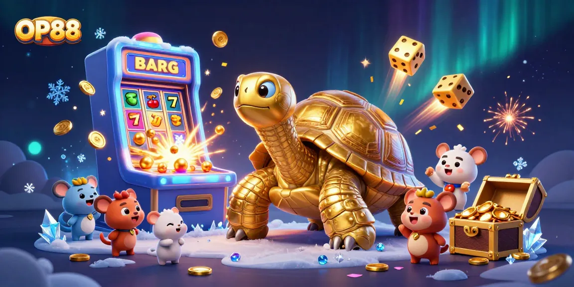Experience thrilling gameplay with OP88's vibrant 3D casino scene bursting with jackpots and excitement.