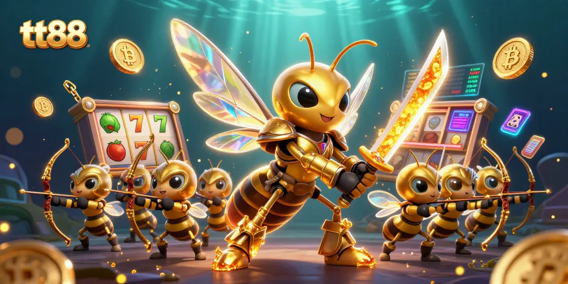 Win big at tt88 with colorful slot games featuring a giant hornet and bee archers.