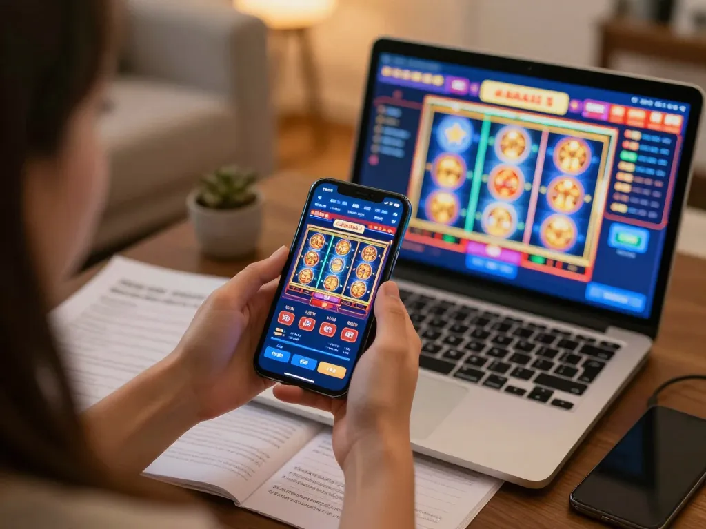 Engaging in casino online gratis senza registrazione with mobile gaming and strategy notes in a cozy home environment