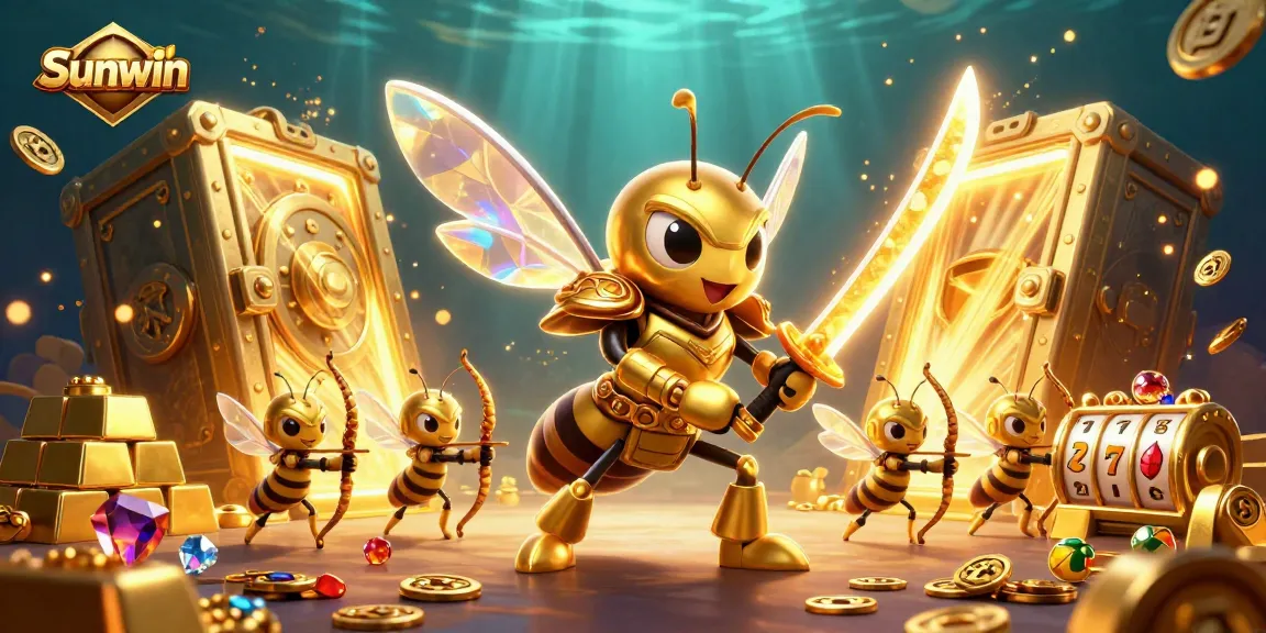 Engage in thrilling gaming with Sunwin's captivating casino elements amid dazzling treasure.