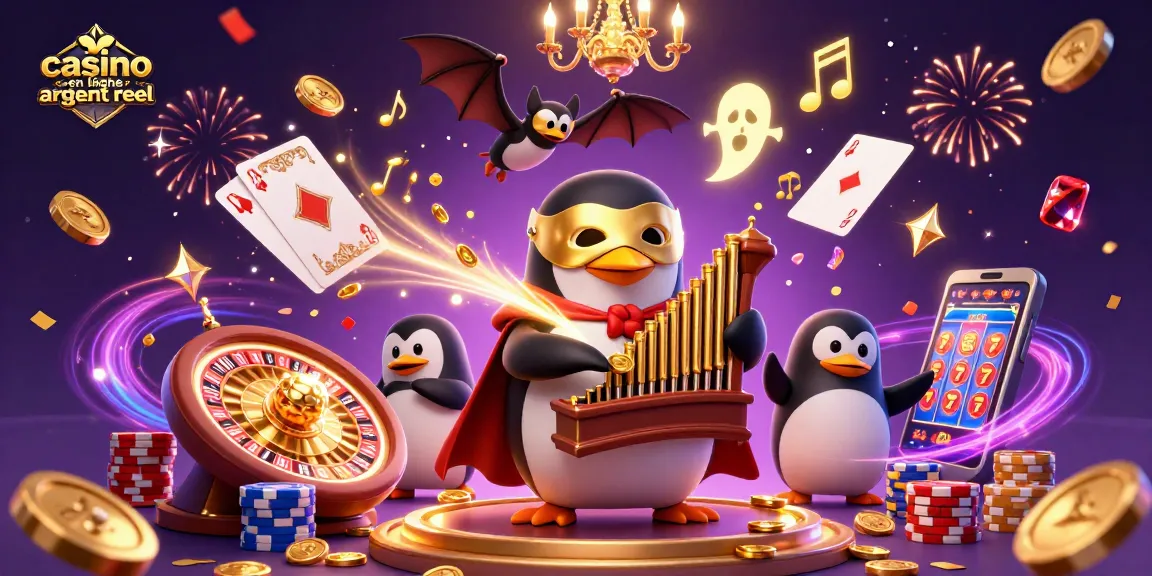 Gagnez dans le casino en ligne argent réel avec un jeu dynamique et vibrant illustrant des pièces d'or et des jeux interagissant.