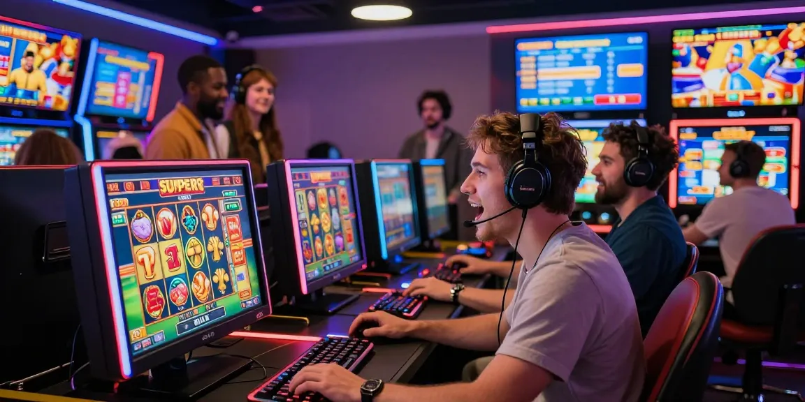 Players enjoying the slot super gaming experience in a lively digital casino.