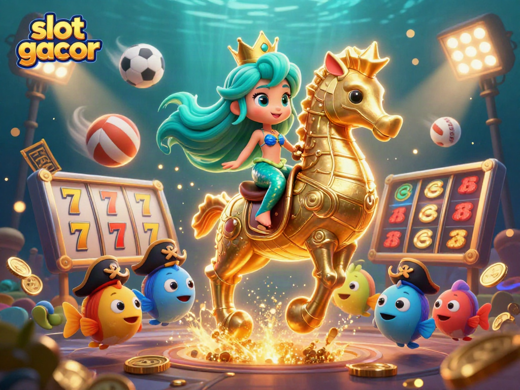 Experience the thrill of slot gacor with a vibrant, dynamic mermaid scene full of adventure.