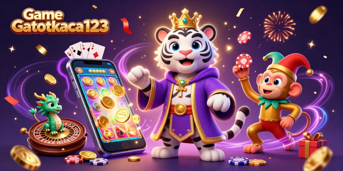 Engage with Game Gatotkaca123 through an enchanting scene of a white tiger, golden monkey, and jade dragon, surrounded by vibrant slot game elements.