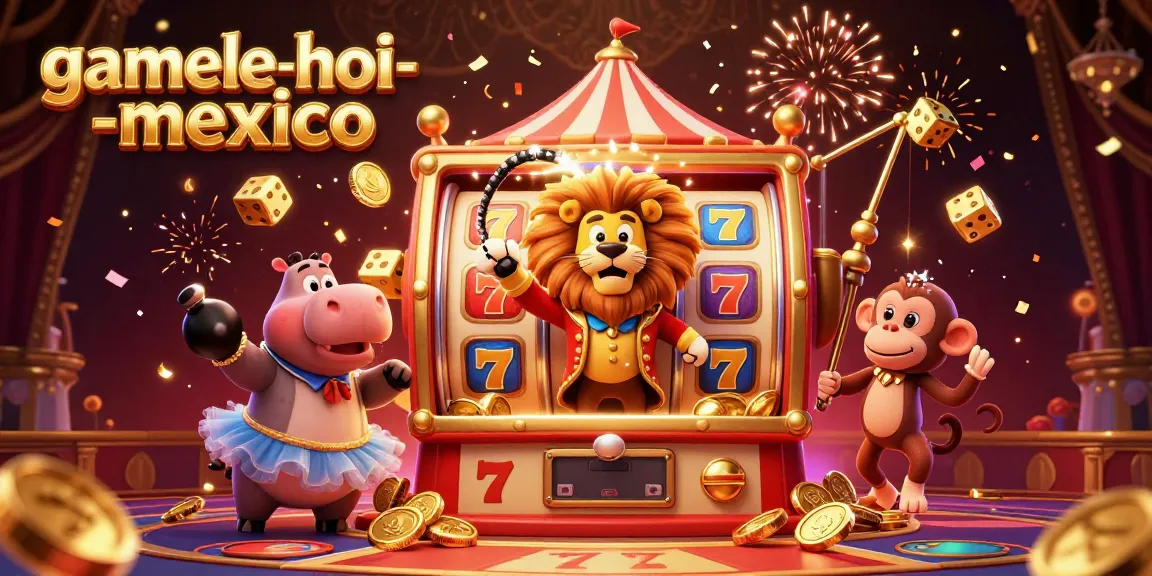 Spin the reels thrillingly with game-le-hoi-mexico, featuring vibrant casino characters amidst a jackpot explosion.