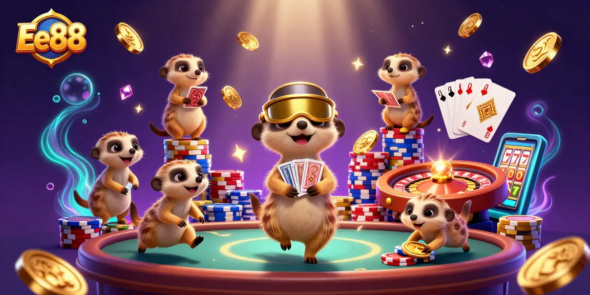 Experience the excitement at Ee88 with meerkats creating a dynamic casino scene filled with dazzling elements.