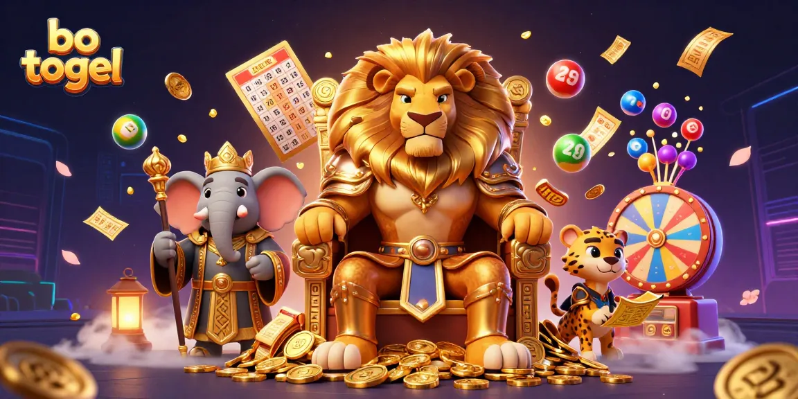 Engage in bo togel action with a vibrant 3D scene featuring a lion king, elephant advisor, and cheetah messenger.