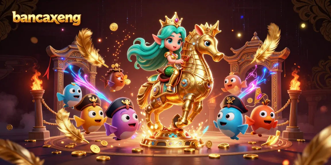 Bancaxeng illustrates a vibrant scene of thrilling fish shooting gameplay with enchanting underwater characters.