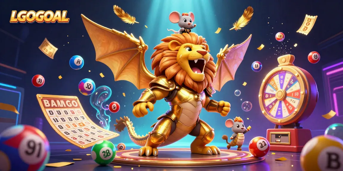 Engage with LGOGOAL's thrilling lottery experience featuring vibrant game elements and golden treasures.