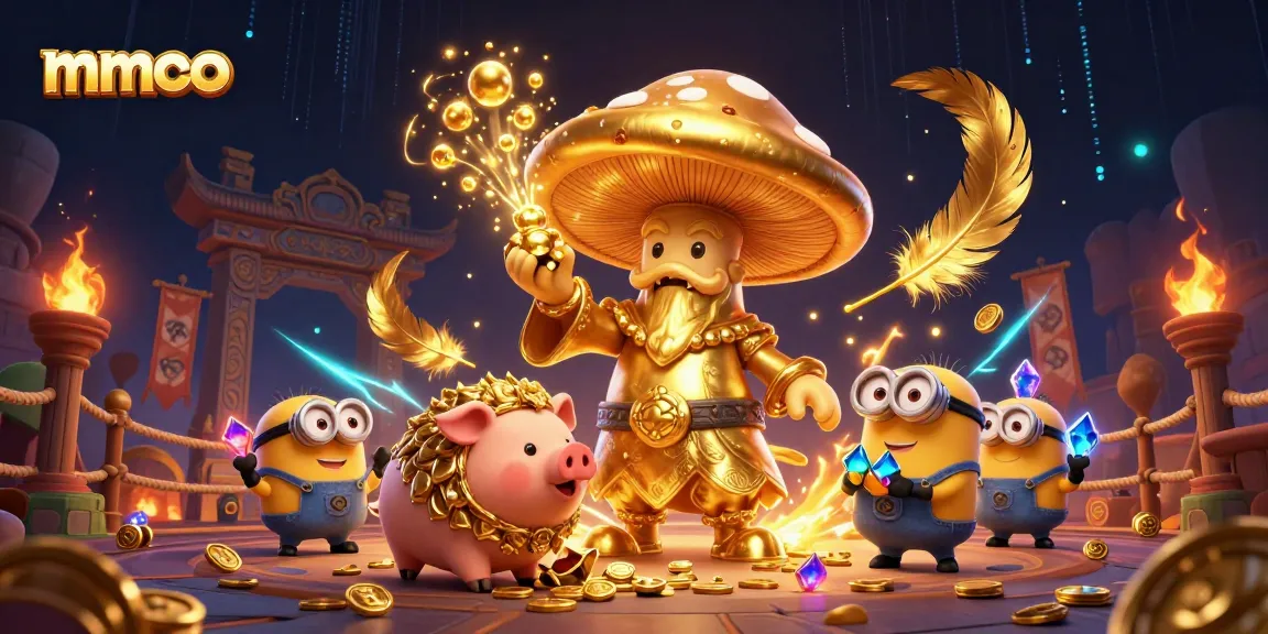 Engage with mmoo's thrilling adventures in this enchanting online casino scene filled with treasures.