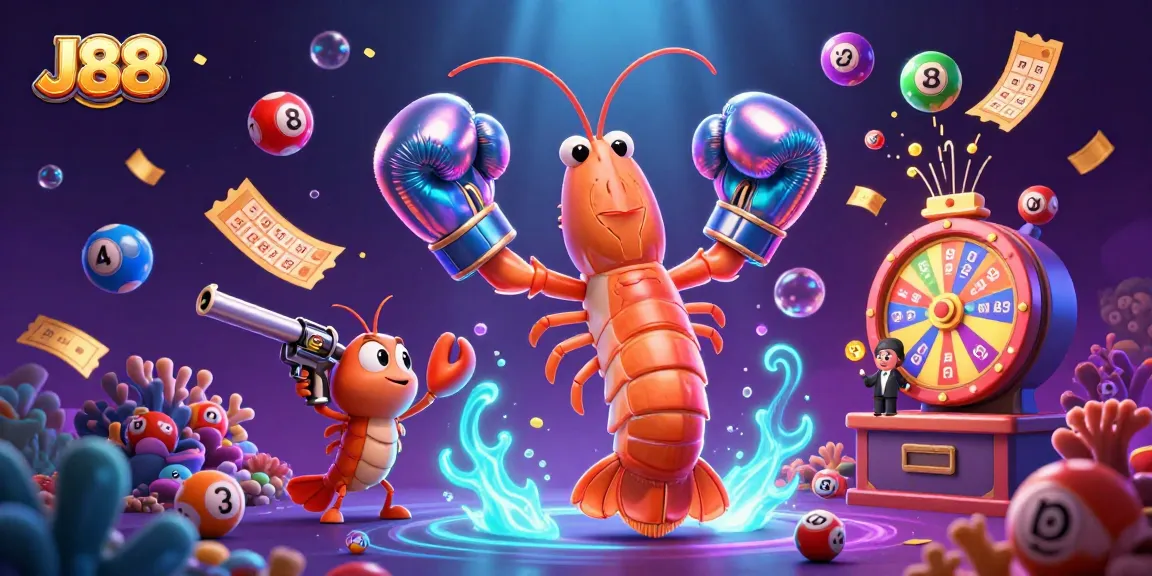 Experience J88's thrilling lottery action with vibrant 3D characters and dynamic game elements.