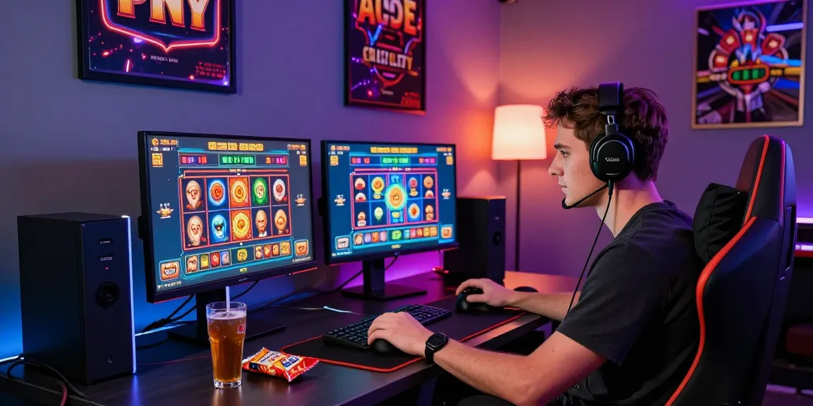 Vibrant online gaming scene at https://aisa.org.uk showcasing an engaged player using dual monitors for credit card casinos.
