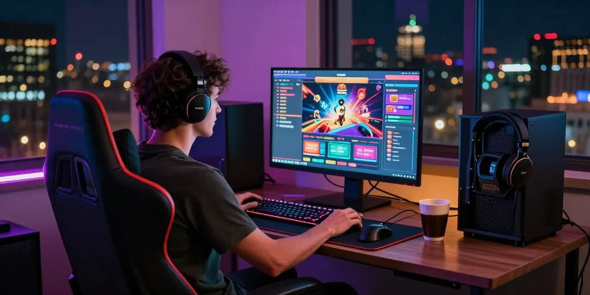 Le joueur dans une chambre de jeux en ligne, montrant un casino en ligne fiable sur écran d'ordinateur.