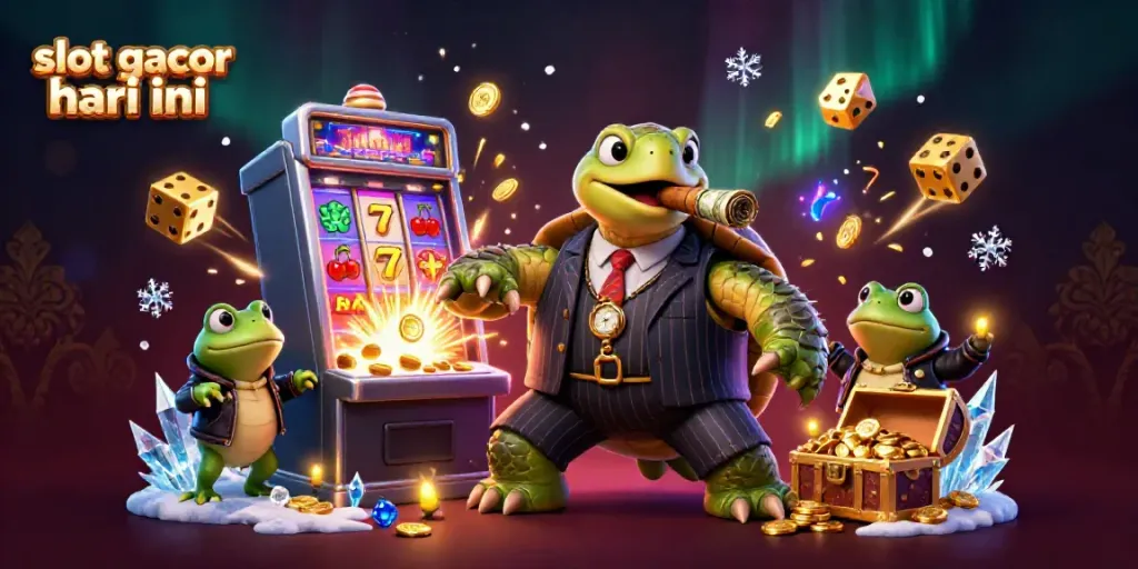 Experience the thrill of slot gacor hari ini with a dynamic 3D casino scene featuring unique characters and gameplay elements.